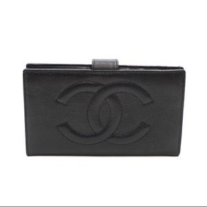 Chanel Vintage Caviar CC Logo Flap Wallet